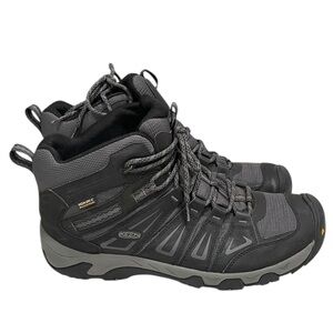 Keen Mens Oakridge Mid Waterproof Hiking Boot SZ 13 Black Grey